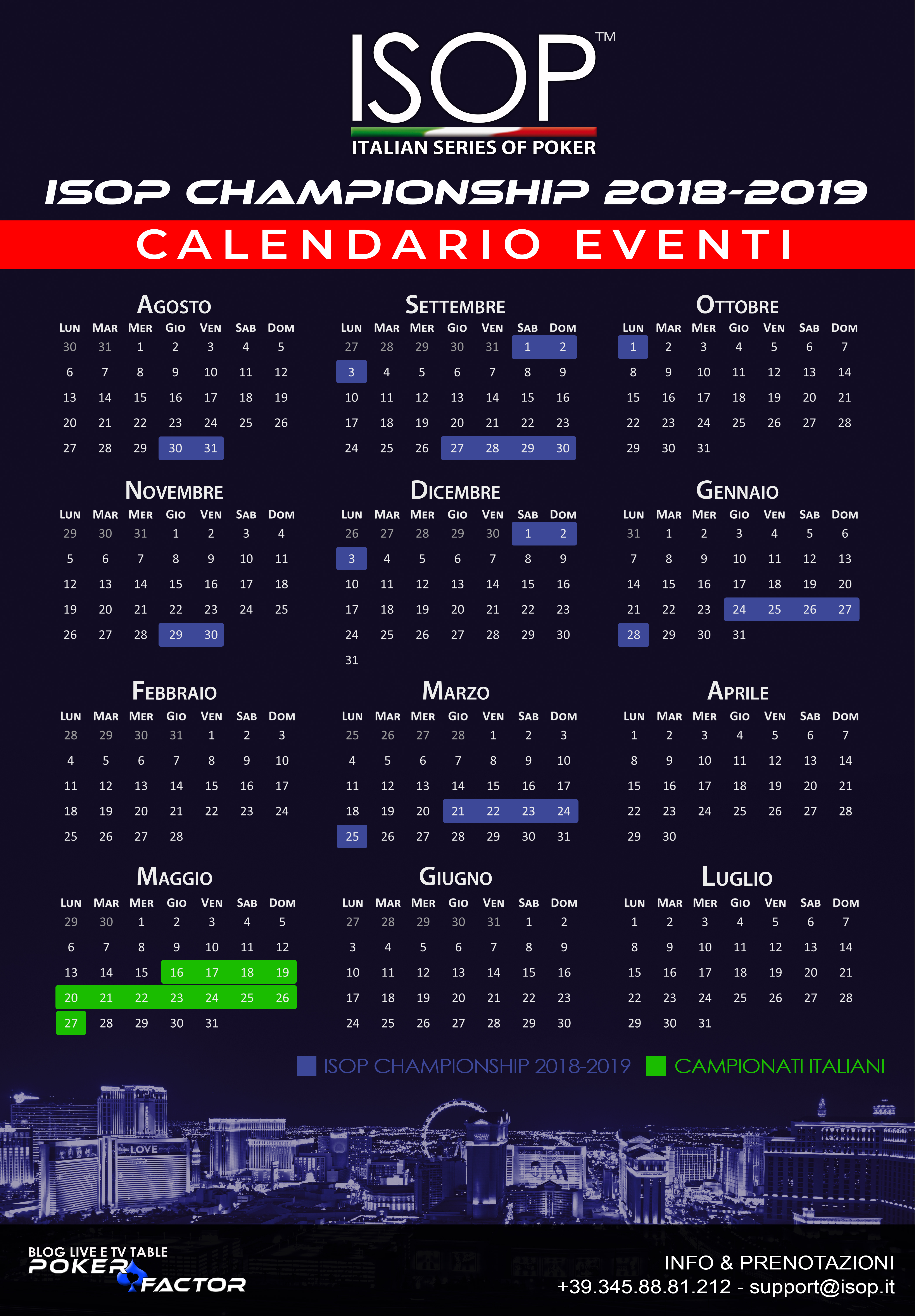 calendario eventi isop championship 2018-2019